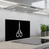 Schaar - Delfts blauw - Zwart keuken achterwand spatscherm klein -3d_schuin