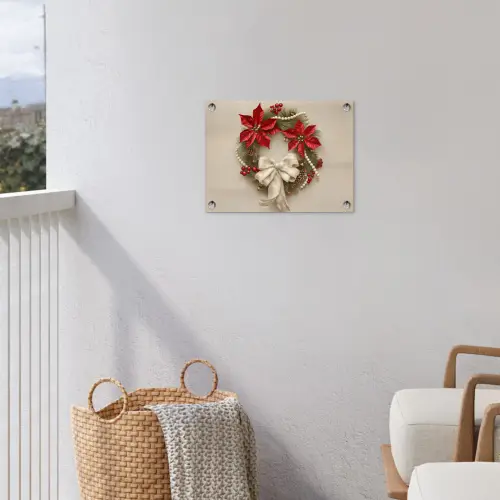 Deurkrans - Strik - Kerst - Rood - Groen tuinposter los doek klein -sfeer8