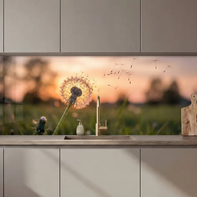Keuken achterwand - Paardenbloem - Zonsondergang - Veld