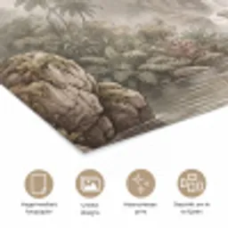 Jungle - Watervallen - Tropisch - Illustratie poster papier klein -closeup_NL