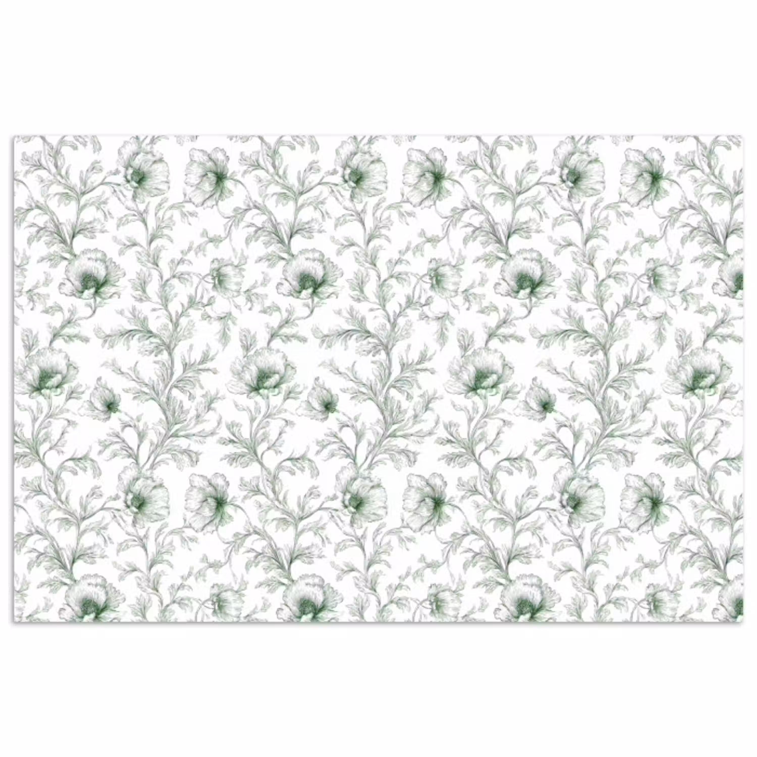 Bloemen - Getekend - Groen poster papier klein 62 -3d