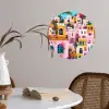 Kleurrijk - Roze - Oranje - Geel - Bloemen Wandcirkel behangsticker klein -sfeer3