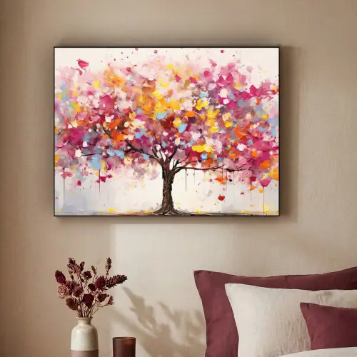 Aquarel - Boom - Kunst - Abstract Textielframe zwart klein -sfeer1