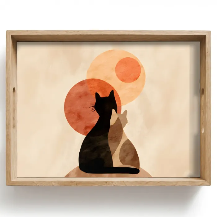Katten - Zwart - Abstract - Cirkels Dienblad Rechthoek middel -z3d_shopping