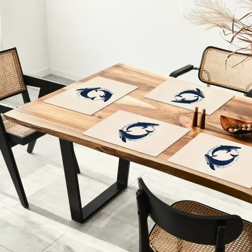 Walvissen - Spetters - Cirkel - Donkerblauw Placemat vinyl groot -zzsfeer4_Kitchenyeah-website
