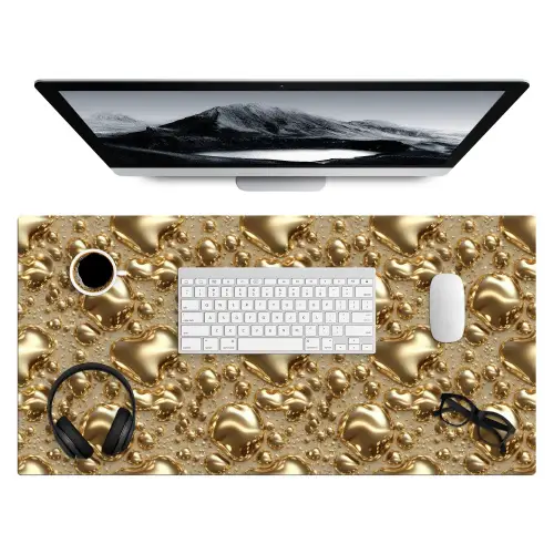 Druppels - Organisch - Goud Muismat XXL klein 681 -3d