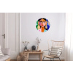 Portret - Vrouw - Modern Wandcirkel aluminium klein -woonkamer