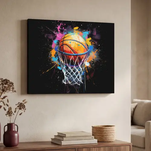 Graffiti - Sport - Basketbal - Basket Textielframe zwart klein -sfeer3