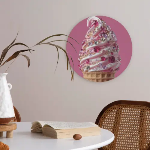 Softijs - Edelstenen - Roze - Hoorntje Akoestische PET Vilt - Rond klein -sfeer3