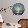 Meeuwen - Zee - Wolken -Blauw Akoestische PET Vilt - Rond klein -sfeer3