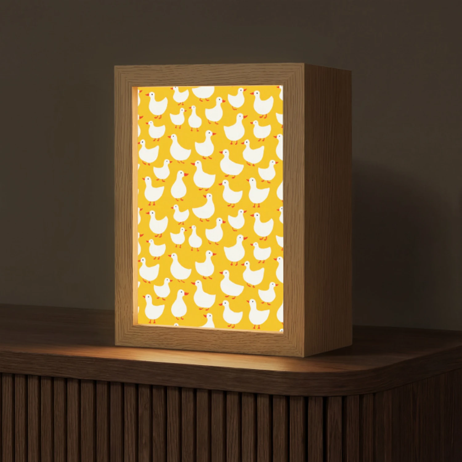 Eendjes - Patroon - Geel Light Box met kabel (Tafellamp) klein 925 -z3d_website