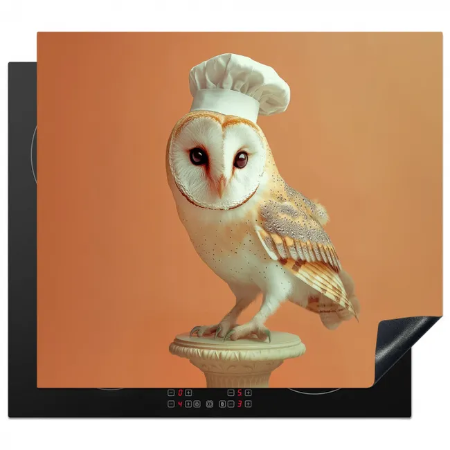 Kerkuil - Koksmuts - Oranje - Vogel Inductie beschermer vinyl 3mm middel -3d