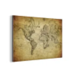 Wereldkaart - Vintage - Antiek - Bruin - Papier aluminium wit klein -3d