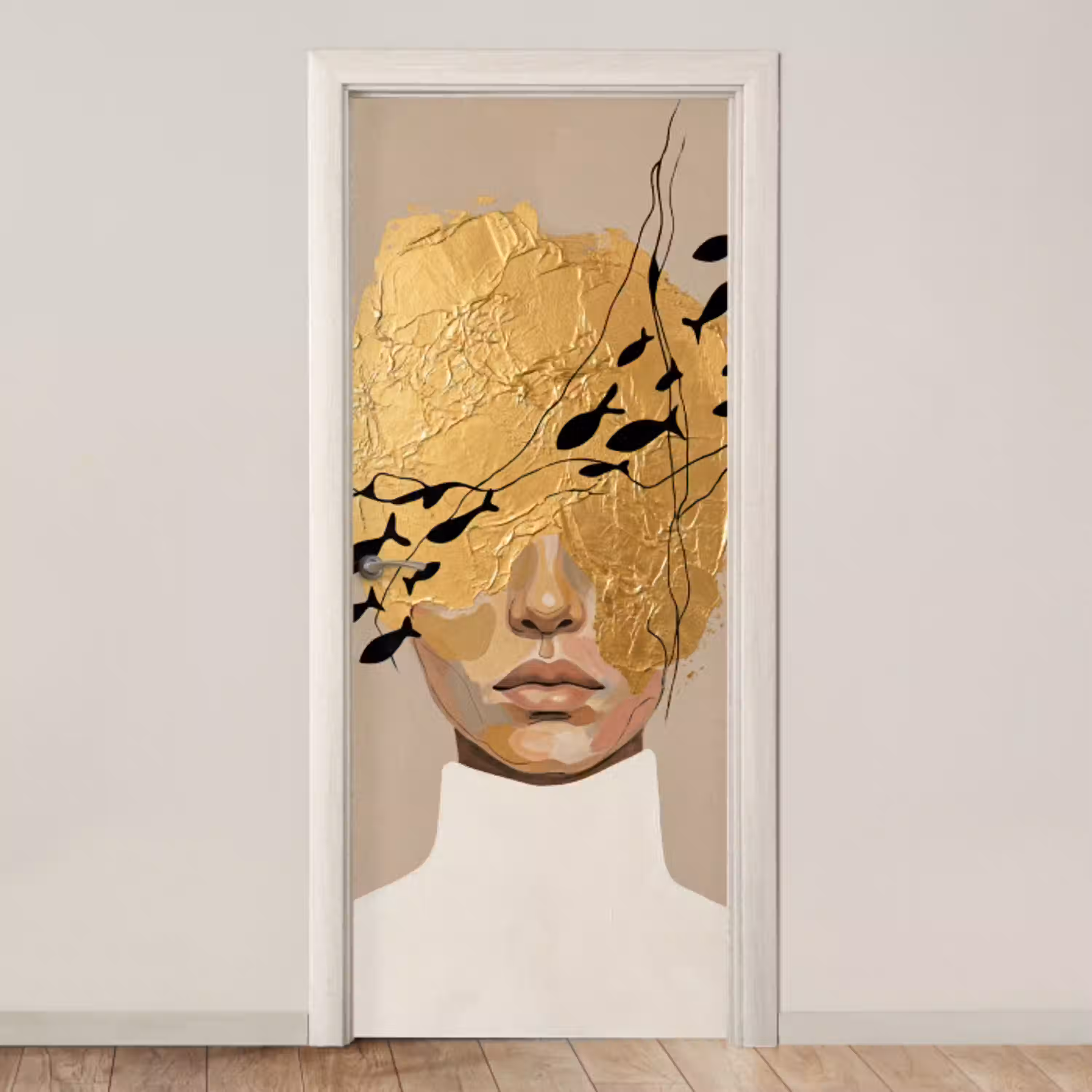 Modern - Vrouw - Goud deurposter klein -3d_beige