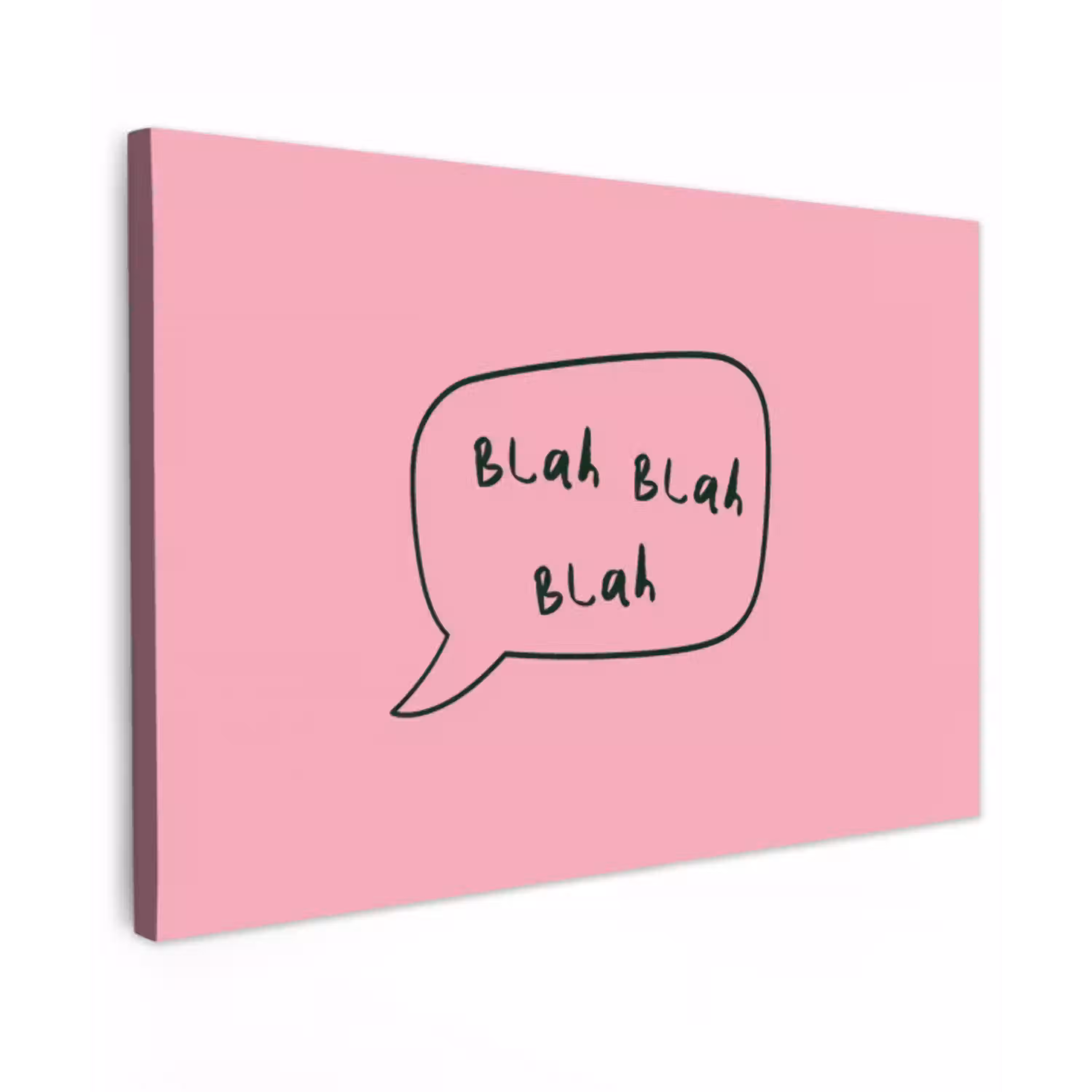 Tekstwolkje - BLAH BLAH BLAH - Roze canvas 2cm klein -z3d