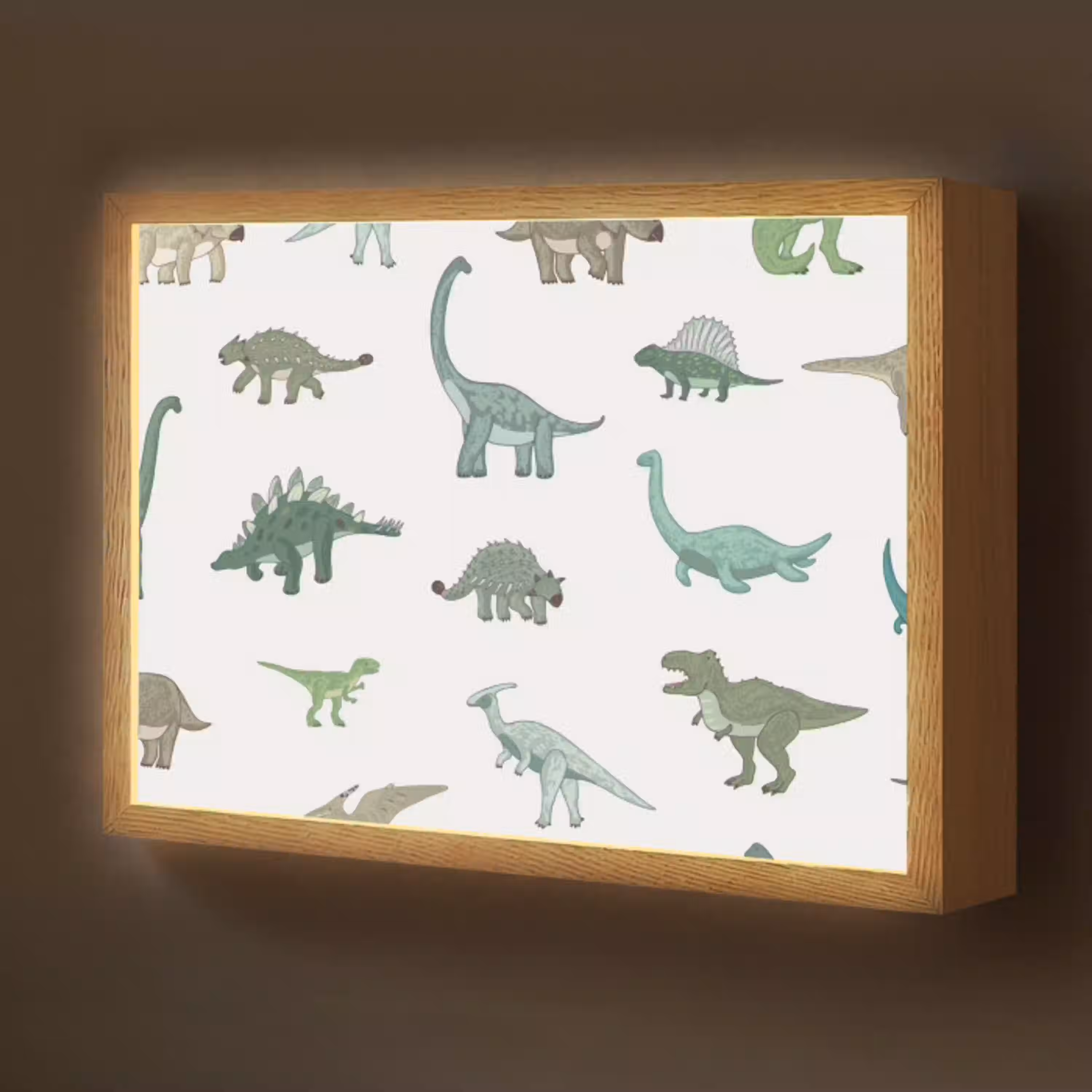 Dino - Groen - Jongens - Dinosaurus - Blauw Light Box met batterij (Wandlamp kind) middel -z3d_website