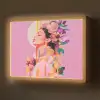 Vrouw - Bloemen - Paars - Abstract Light Box met batterij (Wandlamp) middel -z3d_website
