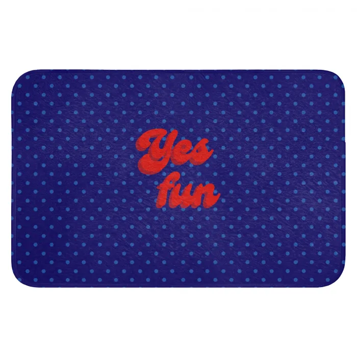 Yes fun - Rood - Blauw - Stippen Badmat klein -3d