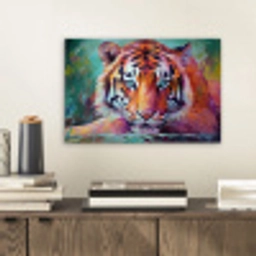 Tijger - Olieverf - Dieren - Kunst aluminium wit klein -sfeer1