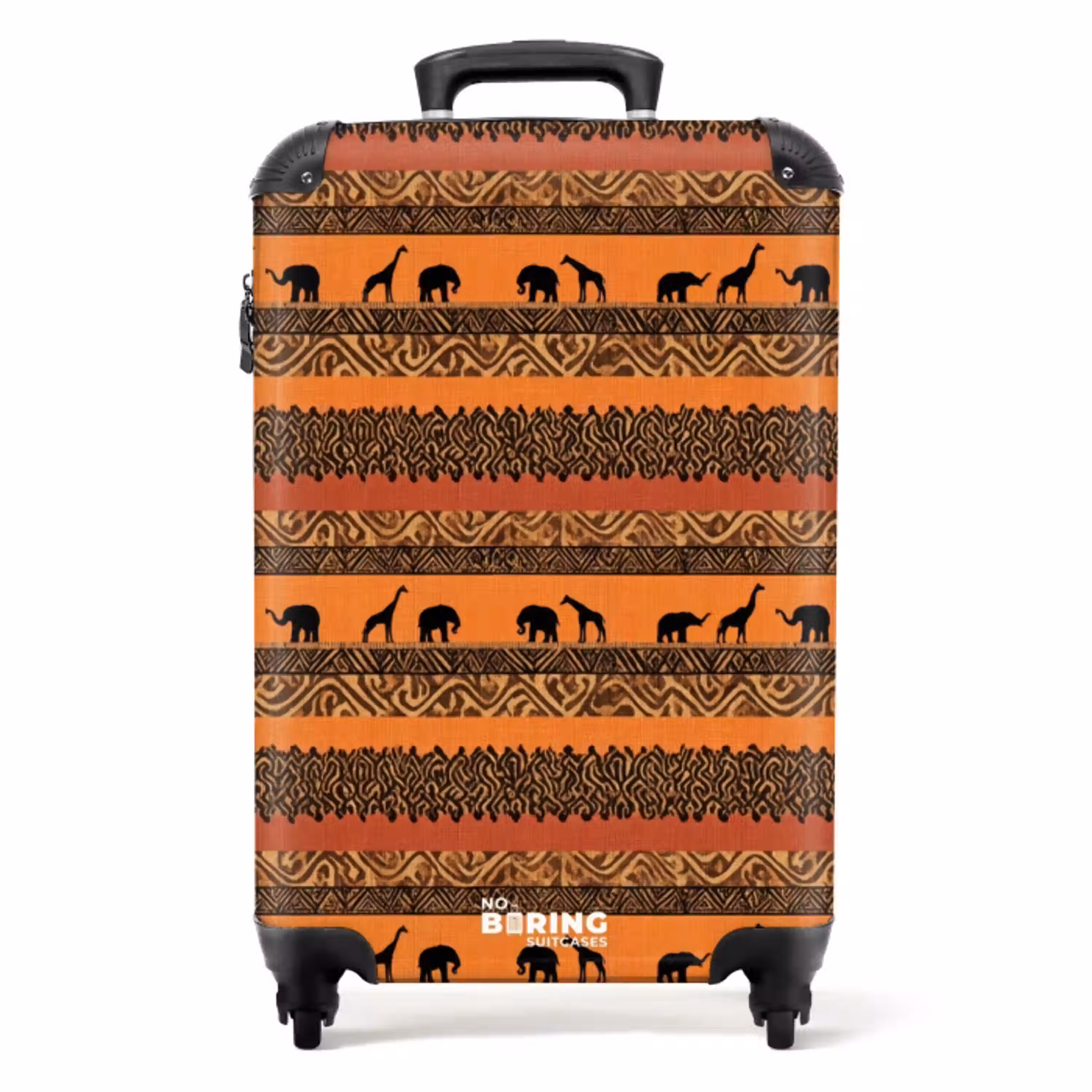 Oranje - Safari - Afrikaans - Dieren - Patroon NBS - Handbagage koffer - Volwassenen Unisex middel -productfoto_recht