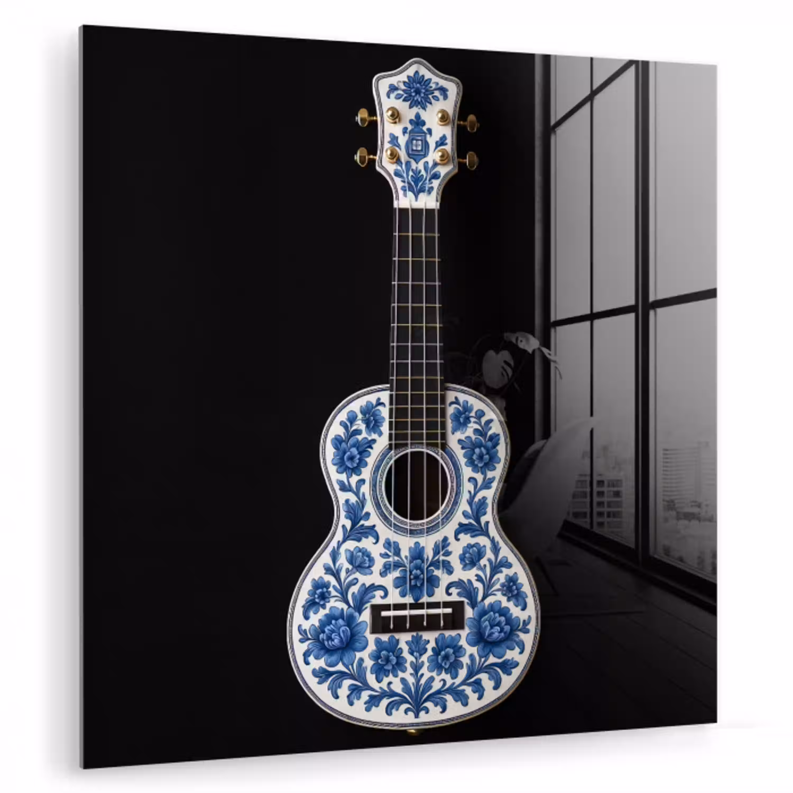 Ukelele - Delfts - Blauw - Muziek plexiglas 5mm klein -zzzproduct_nieuw