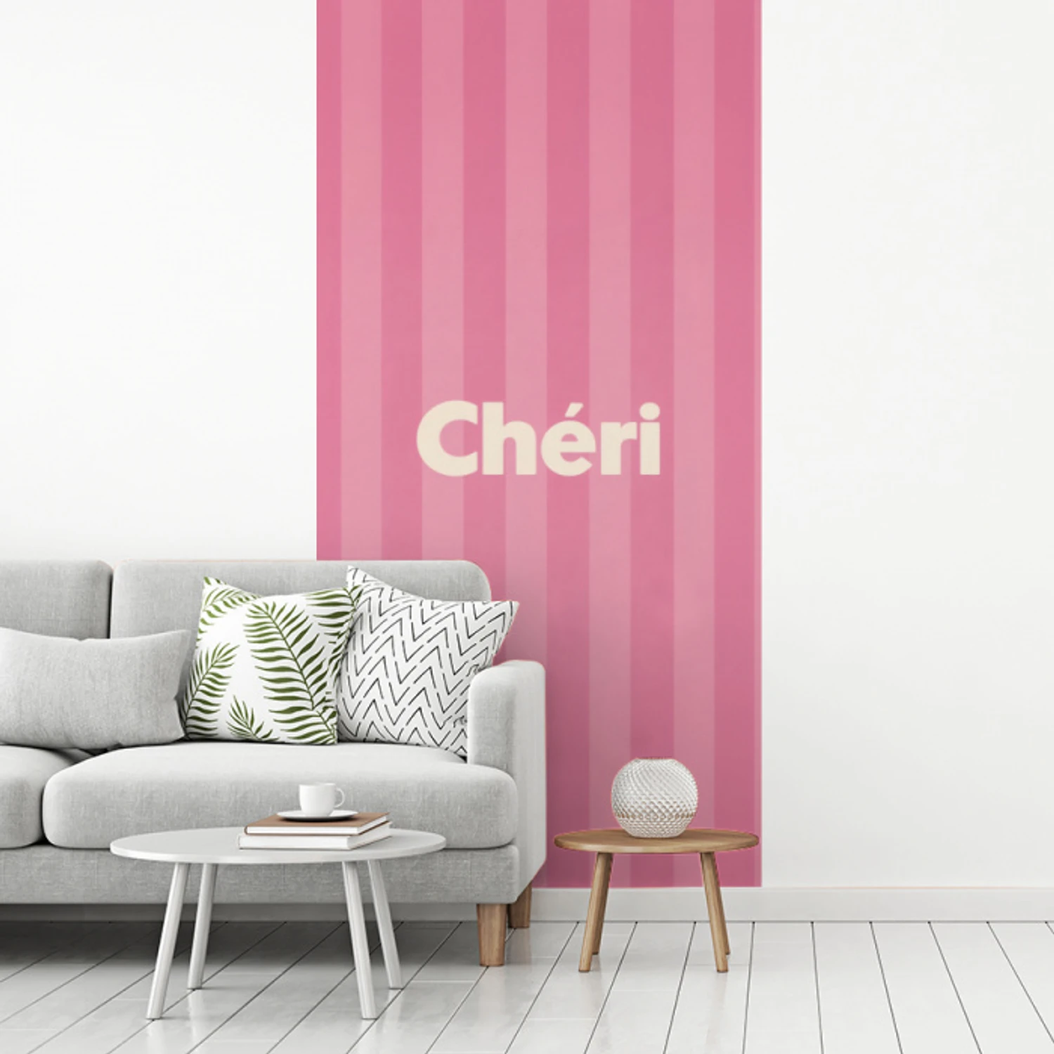 Gestreept - Roze - Chéri fotobehang vinyl groot -woonkamer