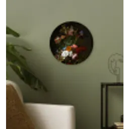 Vaas met bloemen - Schilderij van Rachel Ruysch Wandcirkel kunststof plaat 5mm dik klein -sfeer3