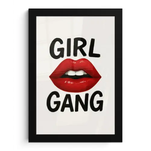 Lip - Girl - Rood - Letters fotolijst zwart zonder passe partout klein -3d