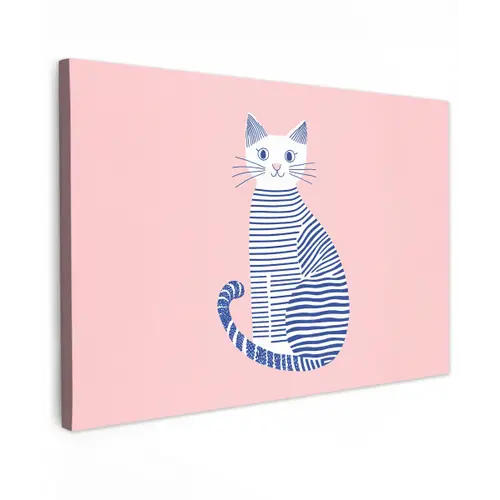 Kat - Illustratie - Minimalistisch - Roze canvas 2cm klein -z3d