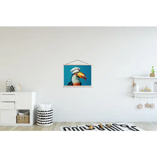 Toekan - Papegaai - Vogel - Koksmuts textielposter latten blank klein -kinderkamer
