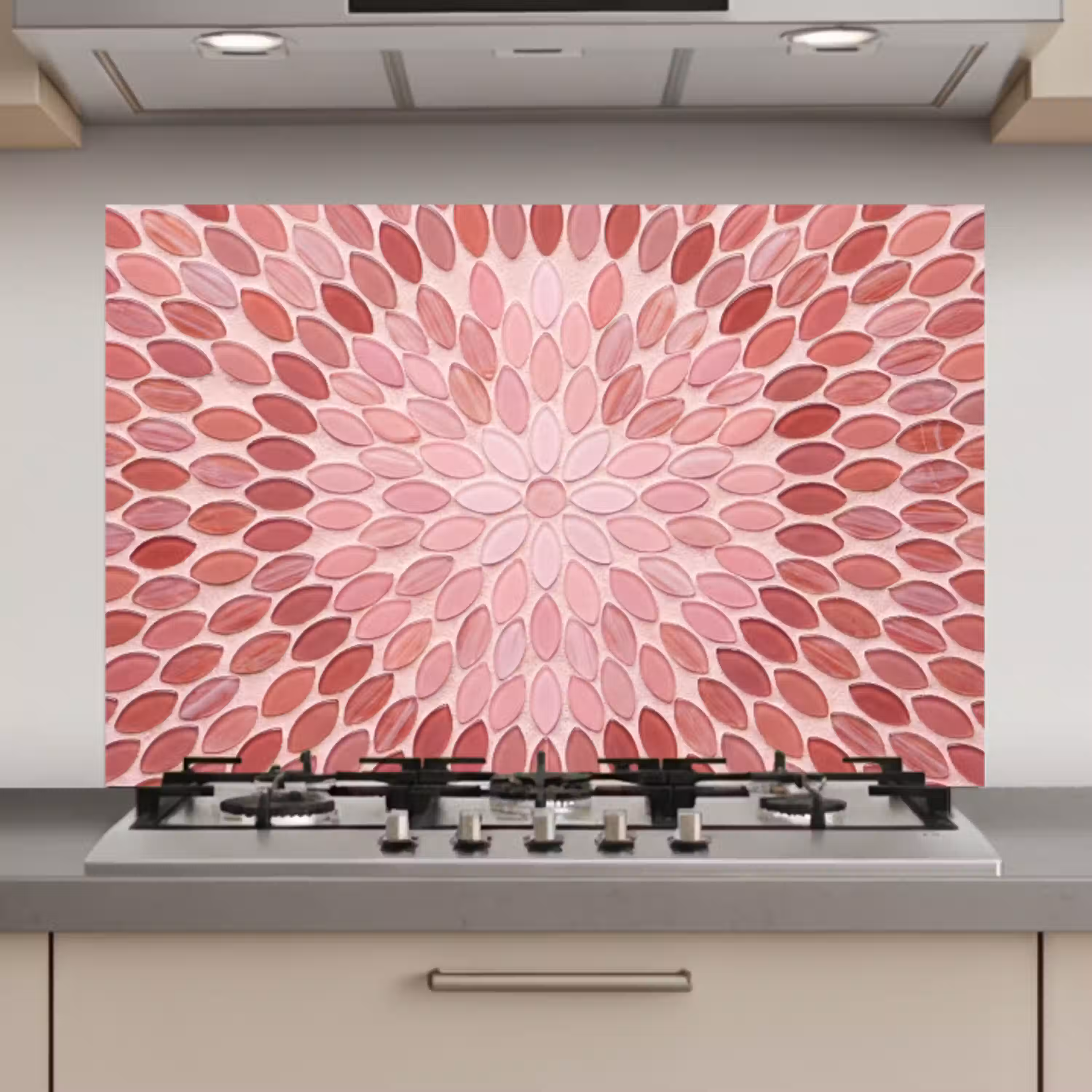 Patroon - Mozaïek - Ovaal - Abstract - Roze keuken achterwand spatscherm klein -3d_website