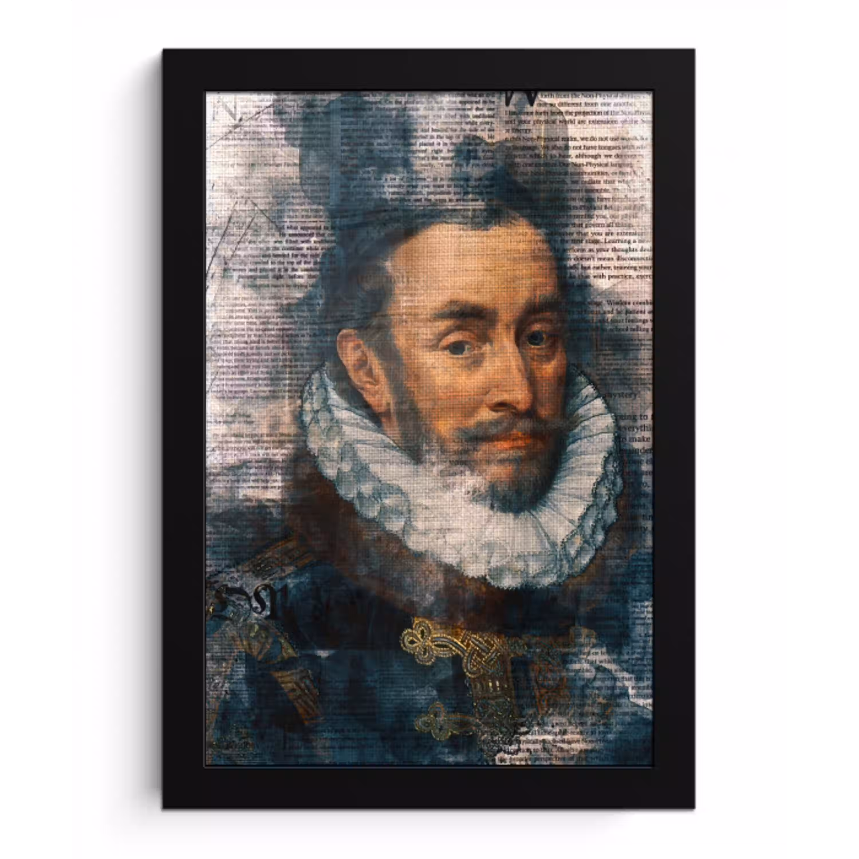 Willem van Oranje - Adriaen Thomasz - Krant fotolijst zwart zonder passe partout klein -3d