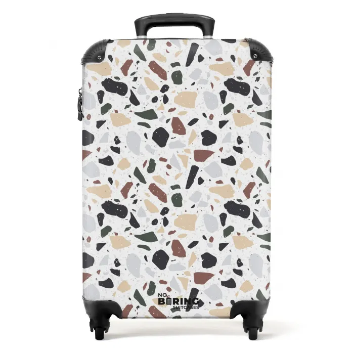 Terrazzo natuurlijk kleurpatroon NBS - Handbagage koffer - Volwassenen Unisex middel -productfoto_recht