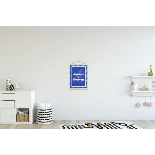 Lijntekening - Vrouw - Quote - Blauw textielposter latten blank klein -kinderkamer