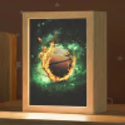 Basketbal - Vuur - Vlammen - Groen Light Box met kabel klein -zzz_3d_website