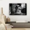 Golden Retriever - Hond - Vrolijk -  Bord spaghetti - Zwart - wit canvas 2cm klein -sfeer6