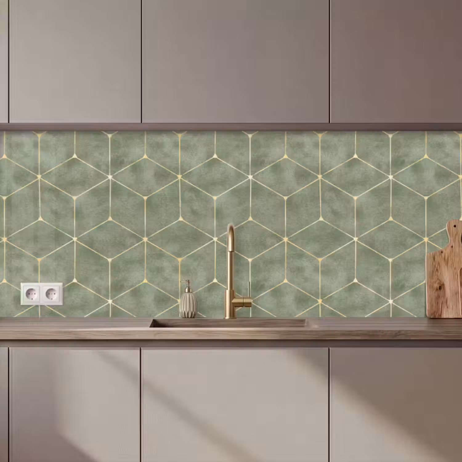Küchenrückwand - Dezent - Geometrisch - Gold - Grün