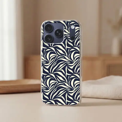 Bladvormen - Blauw - Patroon - Wit Telefoonhoesje iPhone 17 Pro klein 878 -sfeer2