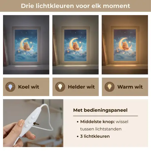 Knuffel - Monster - Maan - Wolken Light Box met kabel klein -USP_lichtkleurNL