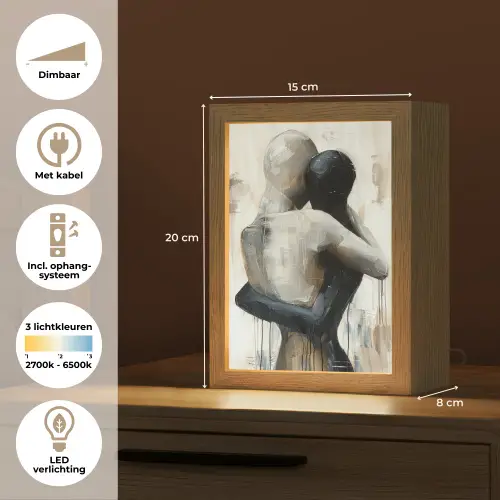 Abstract - Liefde - Zwart wit - Modern Light Box met kabel (Tafellamp) klein -USP_NL