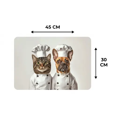 Kat - Hond - Kokskleding Placemat vinyl groot -specs
