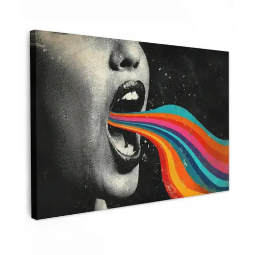 Mond - Golven - Regenboog canvas 2cm klein -z3d
