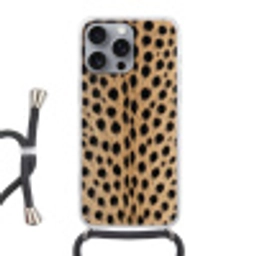 Vacht - Jachtluipaard - Zwart - Wit Hoesje iPhone 16 Pro Max met koord klein -3d