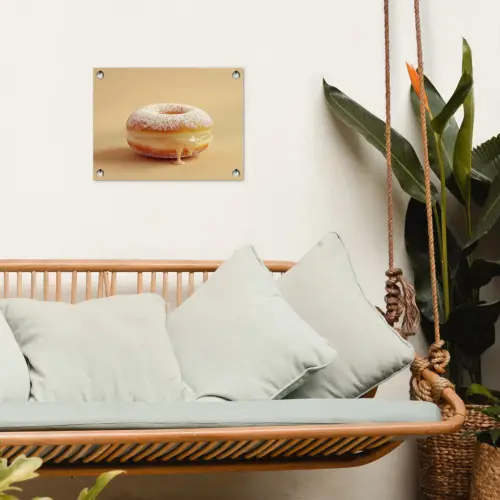 Donut - Romig - Poedersuiker - Beige tuinposter los doek klein -sfeer7