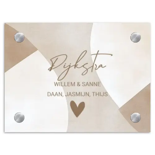 Abstract beige - Sierlijk Naambord Rechthoek middel -3d