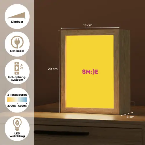Smile - Roze - Geel Light Box met kabel (Tafellamp) klein -USP_NL