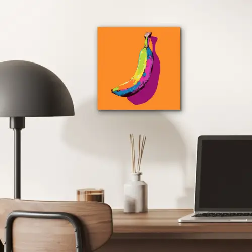 Felle kleuren - Banaan - popart aluminium wit klein -sfeer5