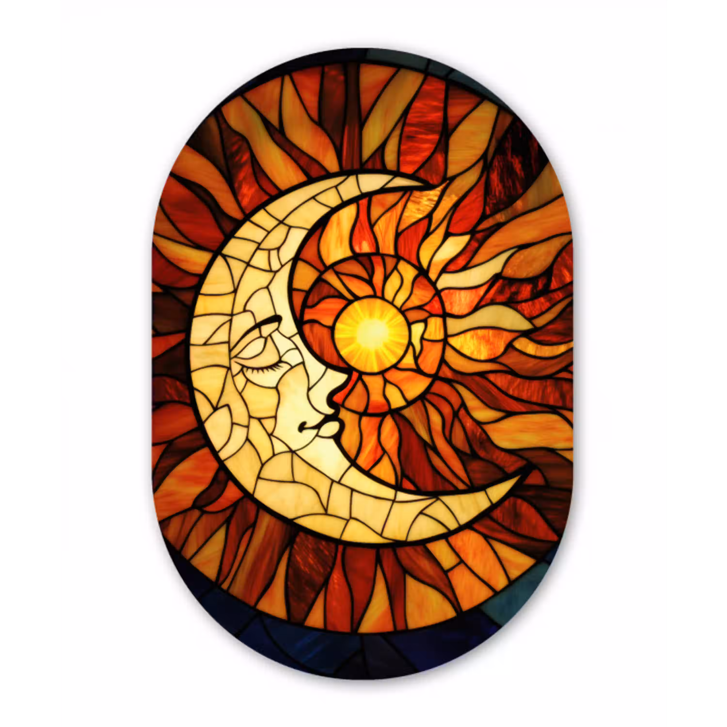 Mozaïek - Glas - Maan - Donkerblauw Wandcirkel Ovaal Aluminium middel -3d