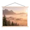 Zonlicht - Mist - Bergen - Bomen textielposter latten blank klein -3d