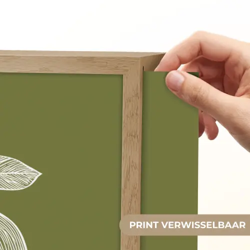 Lijntekening - Appel - Olijfgroen - Blaadje Light Box met batterij (Wandlamp) middel -USP_websiteprintNL